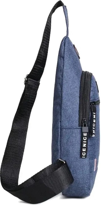 Sasemy - Borsttas Voor Heren - Sling Bag - 2 rits/vakken - Dames - Heren - Blauw #2 - 30 x 16 x 6 - Slingbag - Sbag - Schoudertas - Rugzak - Crossbody bag - Vaderdag Cadeau - Verjaardag Cadeau - Sinterklaas Cadeau - Kerst Cadeau - Afbeelding 2