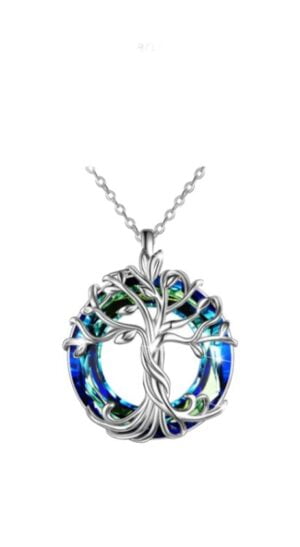 Sasemy - Levensboom met donkerblauwe steen - Ketting met hanger levensboom