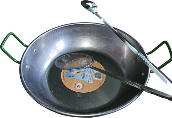 Sasemy - Wok - Met gratis Tang - Vispan - Voor buiten en binnen - Buiten wokken - Buiten vis bakken