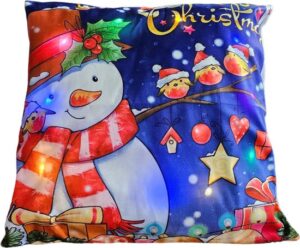 Sasemy Kerstcollectie – Kussenhoes met Sneeuwpop en Verlichting – Inclusief Vulling – 1 stuk - Kerst