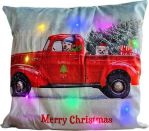 Sasemy Kerstdecoratie – Verlichte Kussenhoes met Vulling – 1 stuk - Rood - Bestelbus