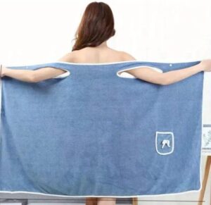 Sasemy® Draagbare badhanddoek Blauw 140x 80 cm– 2-in-1 Badjas en/of Handdoek - Wearable towel - Saunakilt – Sauna handdoek – Badjas voor vrouwen – Omslag baddoek 140x80 cm – Handdoek jurk – Zwembad handdoek.