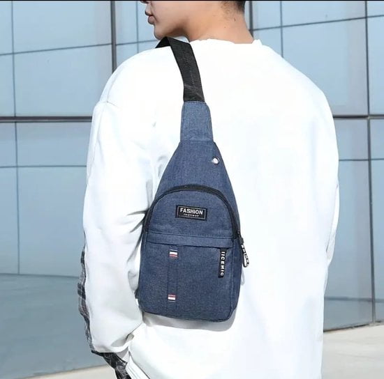 Sasemy - Borsttas Voor Heren - Sling Bag - 2 rits/vakken - Dames - Heren - Blauw #2 - 30 x 16 x 6 - Slingbag - Sbag - Schoudertas - Rugzak - Crossbody bag - Vaderdag Cadeau - Verjaardag Cadeau - Sinterklaas Cadeau - Kerst Cadeau - Afbeelding 5