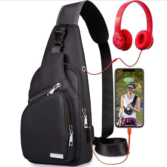 Sasemy - Borsttas Voor Heren - Sling Bag - 3 rits/vakken - Dames - Heren - Blauw #6 - 30 x 16 x 6 - Slingbag - Sbag - Schoudertas - Rugzak - Crossbody bag - Vaderdag Cadeau - Verjaardag Cadeau - Sinterklaas Cadeau - Kerst Cadeau - Afbeelding 4