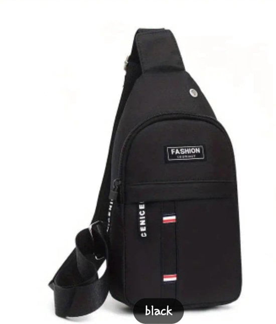 Sasemy - Borsttas Voor Heren - Sling Bag - 2 rits/vakken - Dames - Heren - Zwart #3 - 30 x 16 x 6 - Slingbag - Sbag - Schoudertas - Rugzak - Crossbody bag - Vaderdag Cadeau - Verjaardag Cadeau - Sinterklaas Cadeau - Kerst Cadeau - Afbeelding 3