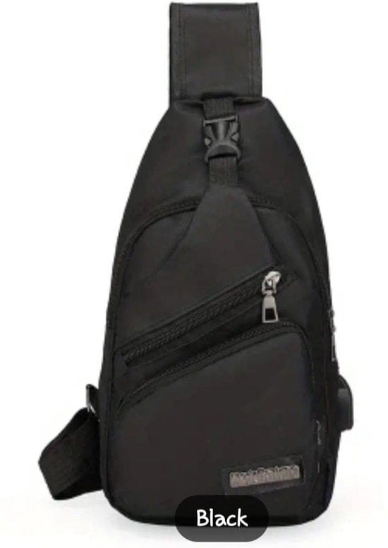 Sasemy - Borsttas Voor Heren - Sling Bag - 3 rits/vakken - Dames - Heren - Zwart #8 - 30 x 16 x 6 - Slingbag - Sbag - Schoudertas - Rugzak - Crossbody bag - Vaderdag Cadeau - Verjaardag Cadeau - Sinterklaas Cadeau - Kerst Cadeau