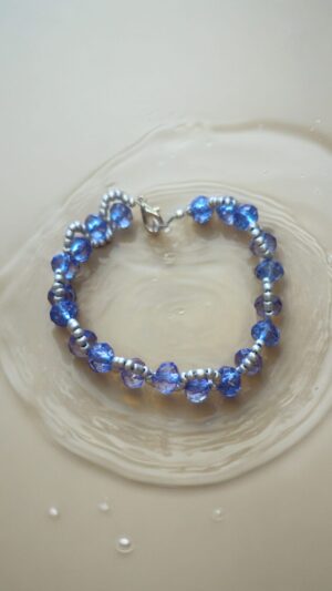 Dubbel geregen Blauw en zilver kleur armband
