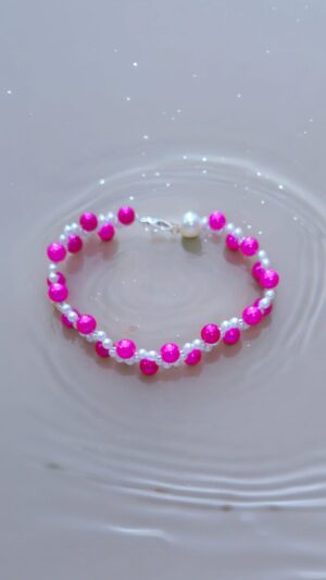 Dubbel geregen Roze wit armband